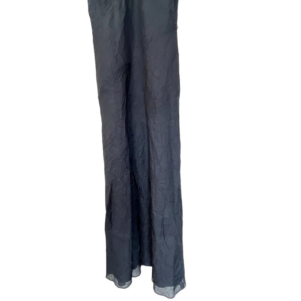 Vintage Banana Republic Charcoal Grey 100% Silk Crinkled Maxi Dress 2 - Picture 3 of 13